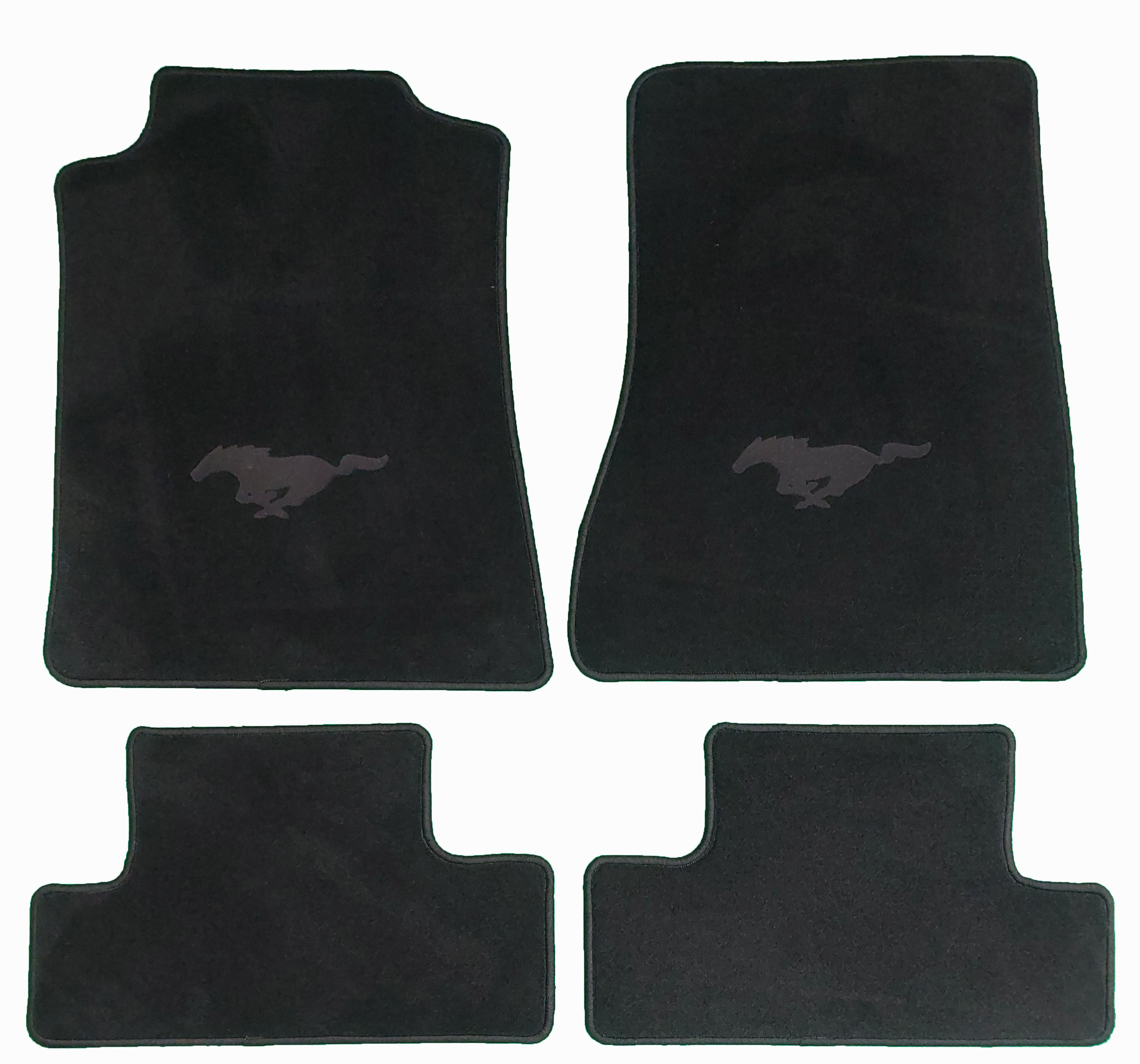 für Ford Mustang 5 2005-2012 Velours Fußmatten mit Druck Mustang+Pony graphit-Rand schwarz