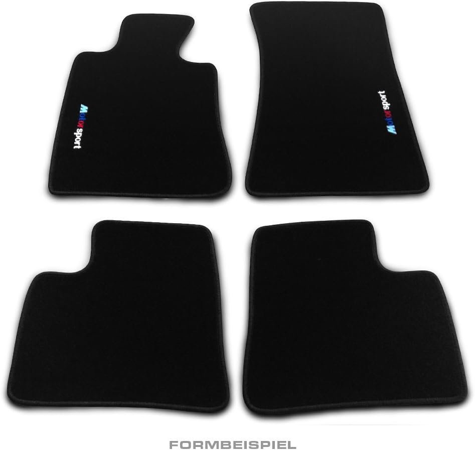 Ein Fussmatten Set mit M-Motorsport stick fuer BMW Modelle als Beispiel.