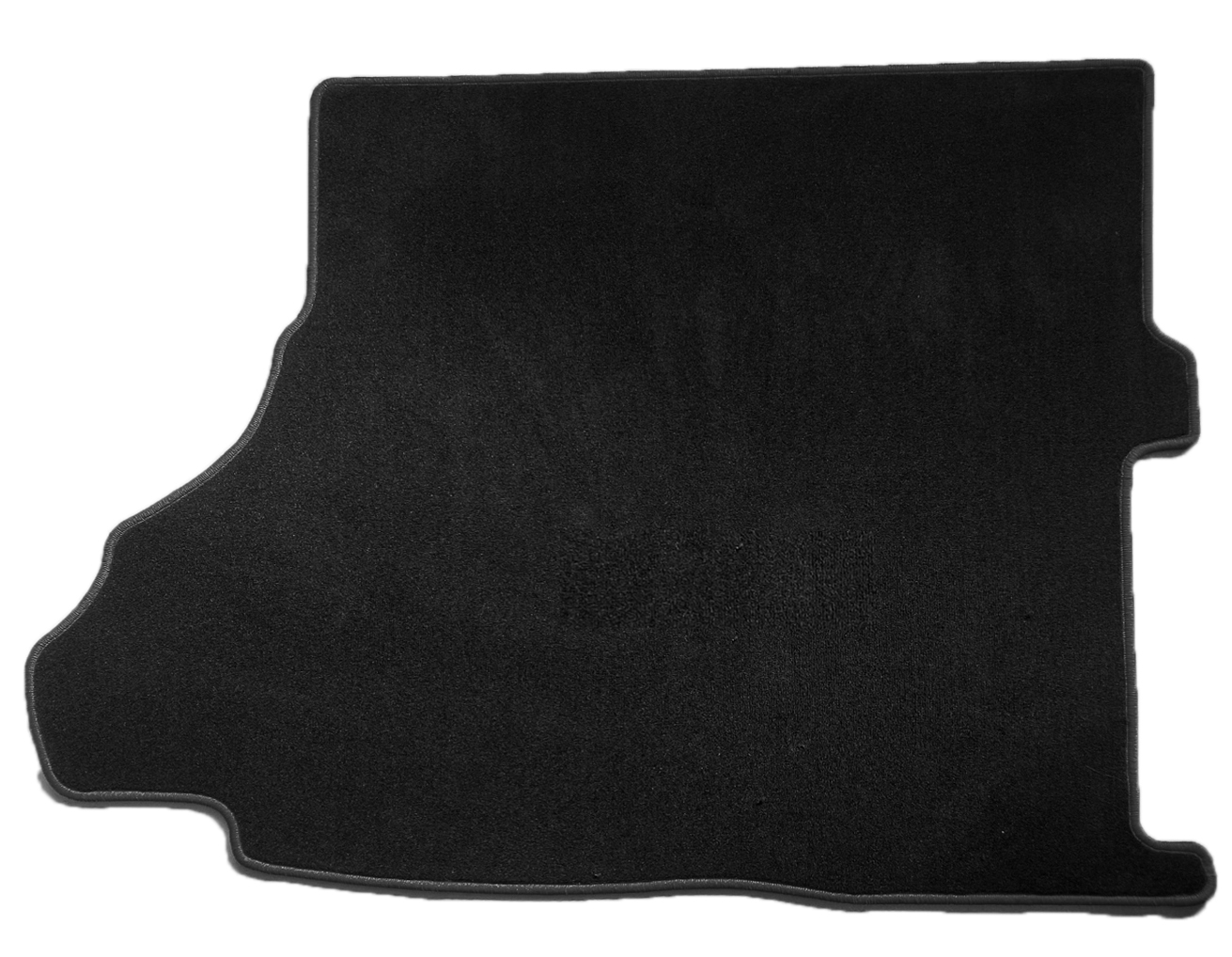 Eine Kofferraummatte in schwarz für Ford Mustang 2015-2023 mit Subwoofer.